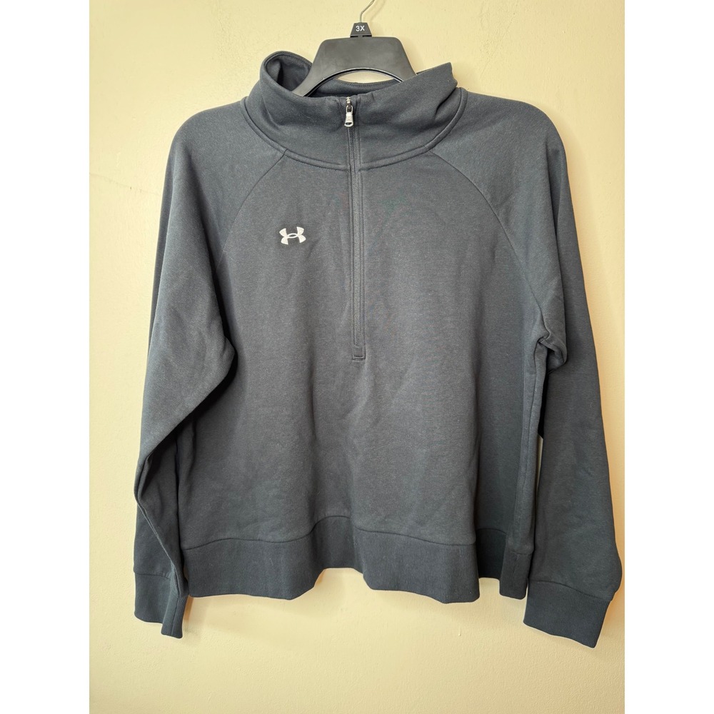 Under Armour Womens Quarter Zip Sweatshirt Gray Fleece Pullover XL